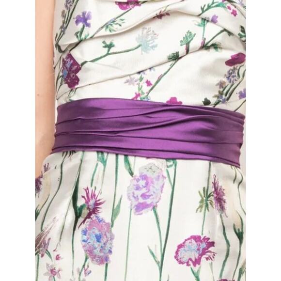 Marchesa Notte Floral Strapless Mikado Dress Cream Size 2 - Picture 4 of 11